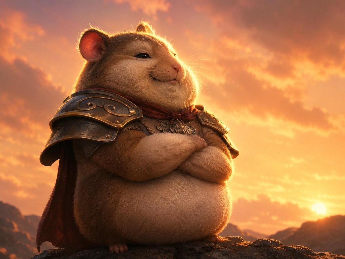 Game Asset - Proud Hamster Warlord at Sunset — output 1