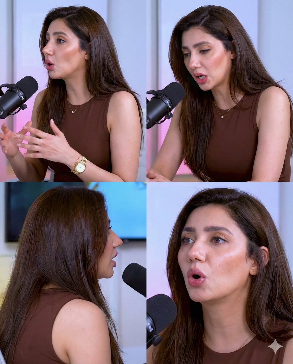 YouTube Thumbnail - Mahira Khan 2x2 Collage Podcast Interview Prompt — output 1
