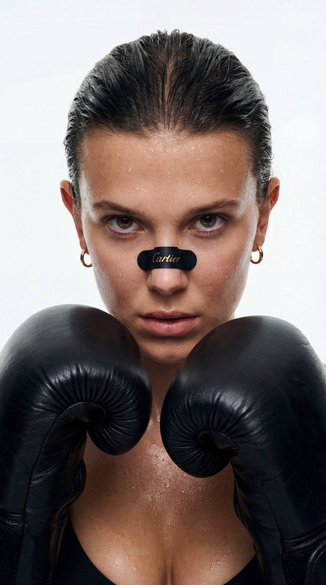 Cinematic Boxer Portrait with Cartier Branding — output 1