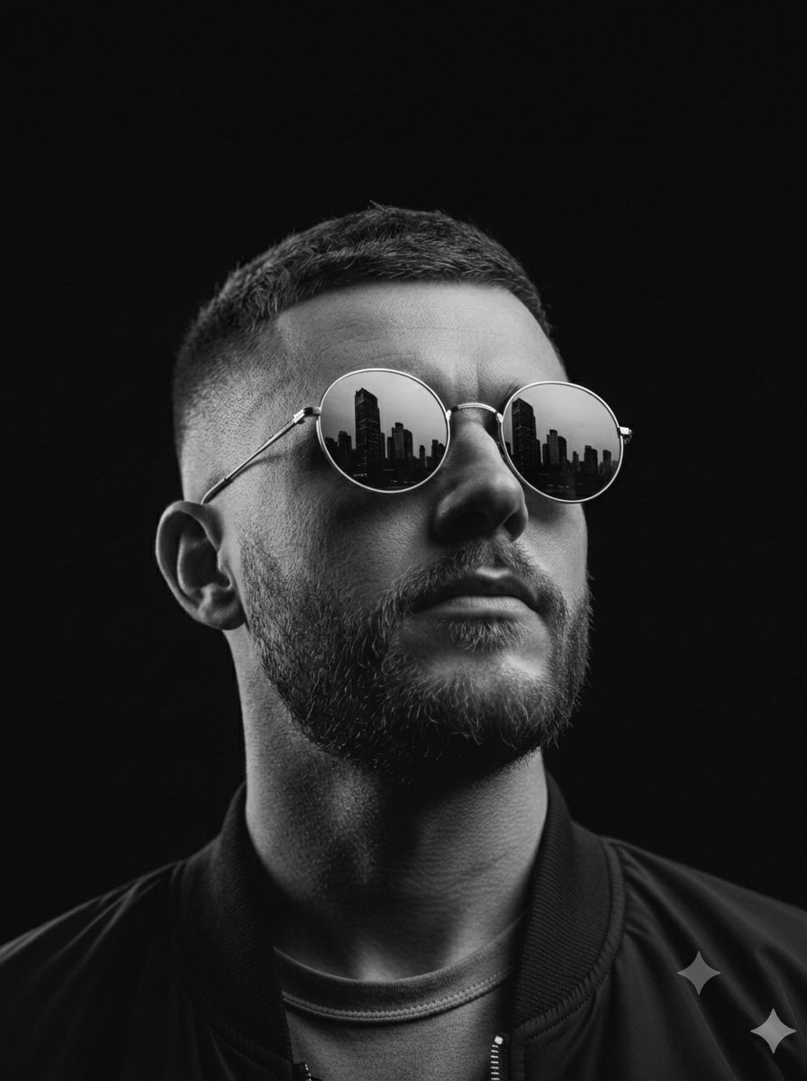 Profile / Avatar - Black and White Studio Portrait — output 1