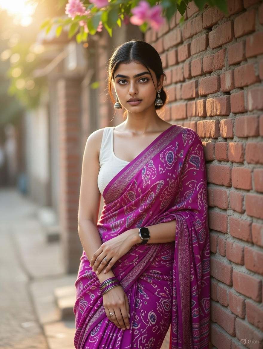 Grok Identity Lock Prompt for Saree Portrait — output 1