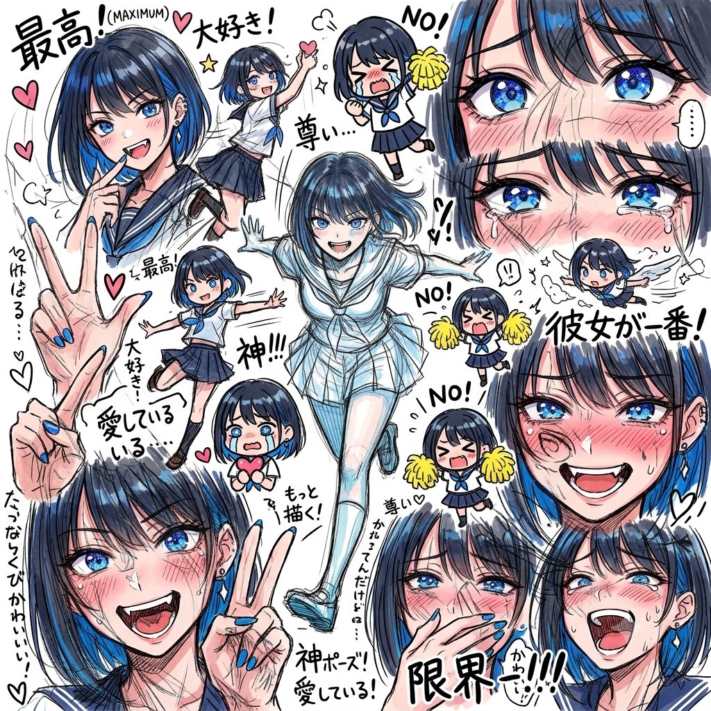 Comic / Storyboard - Chaotic Anime Schoolgirl Fan Collage — output 1