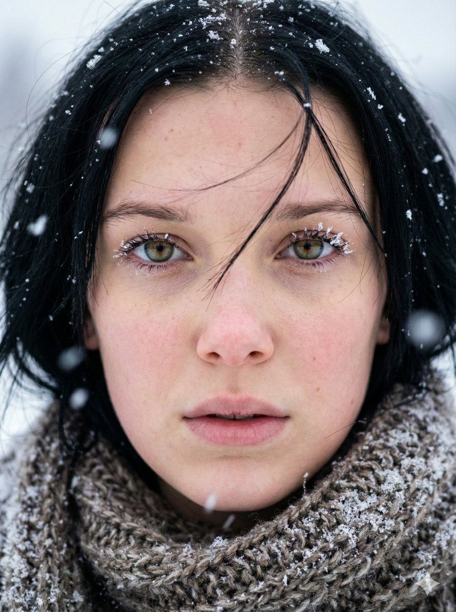 Extreme Close-up Winter Portrait (Sadie Sink/Millie Bobby Brown) — output 1