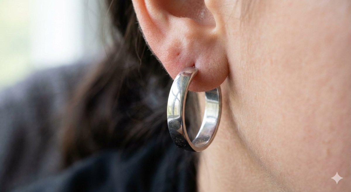Realistic Macro Photograph of an Ear with Earring — output 1