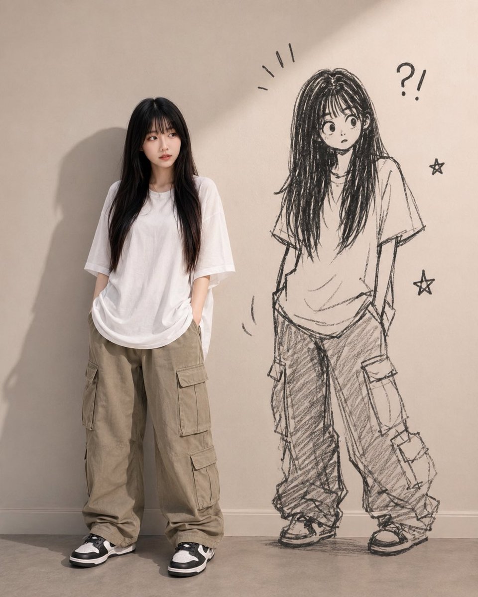 Social Media Post - Quiet Girl with Wild Doodle Alter Ego — output 1