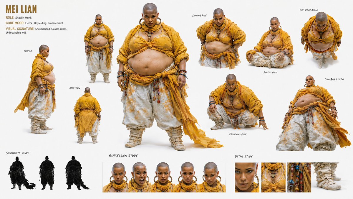 Comic / Storyboard - Shaolin Monk Character Sheet — output 1