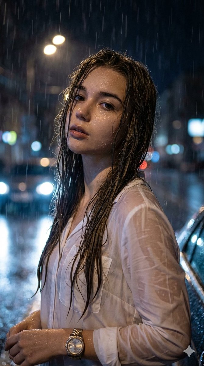 YouTube Thumbnail - Hyper-Realistic Cinematic Night Portrait in Rain — output 1