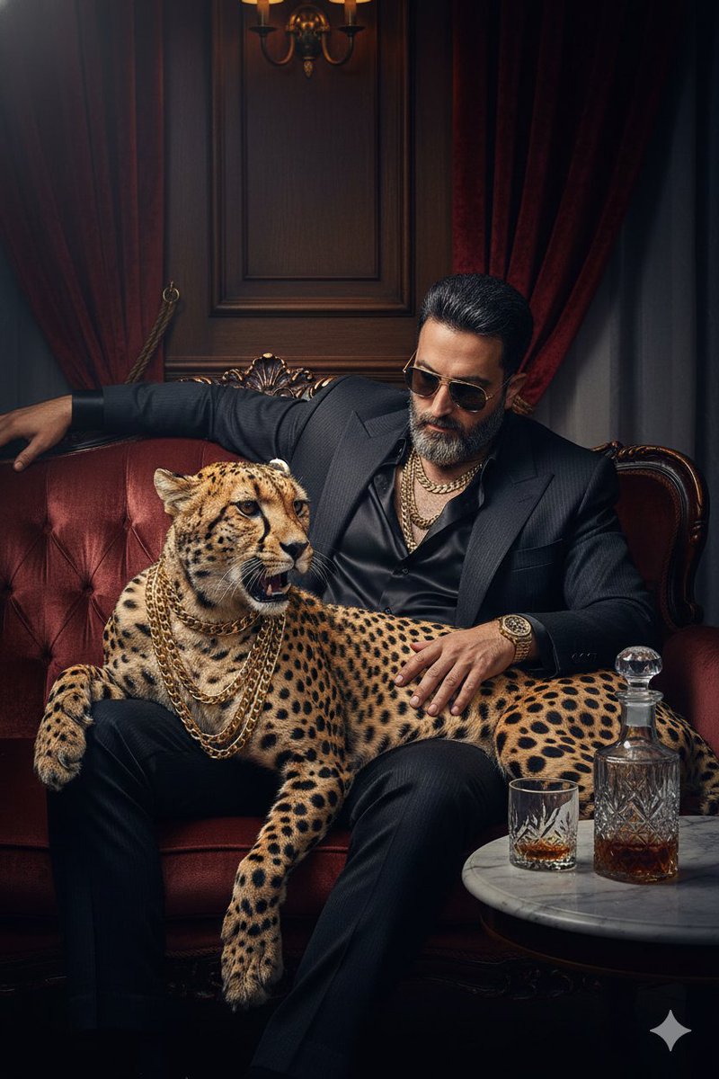 Bossy Gangster with Cheetah Portrait Prompt — output 1