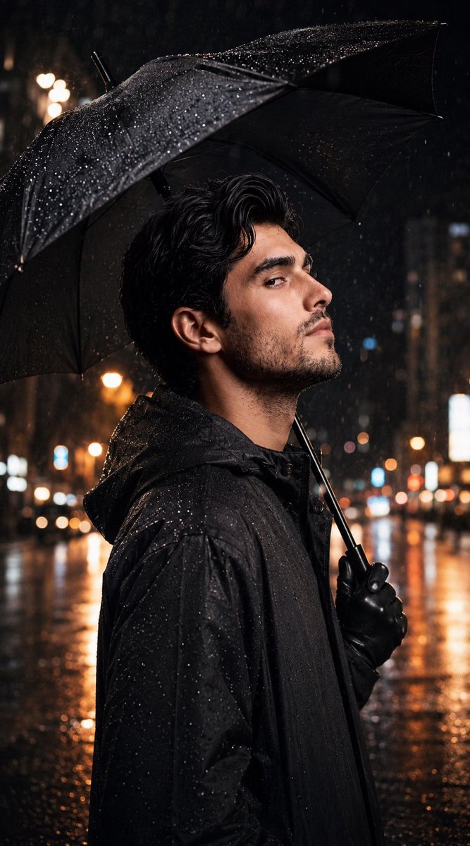 Profile / Avatar - Neo-Noir Cinematic Rain Portrait — output 1