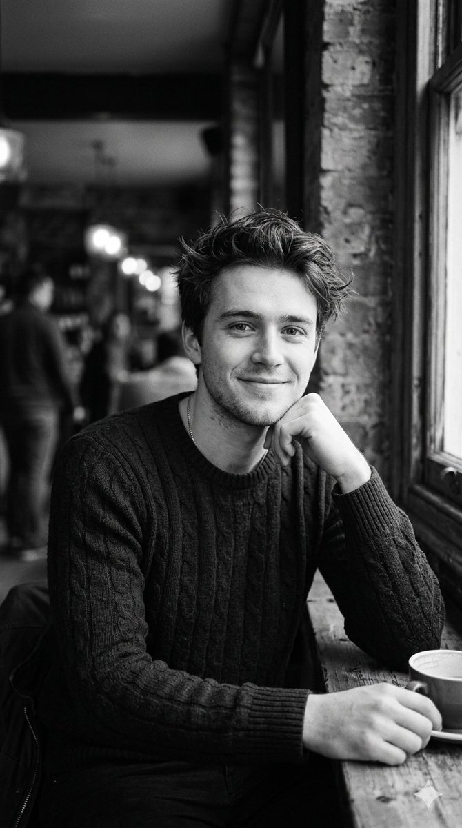 Profile / Avatar - Black and White Cafe Portrait — output 1