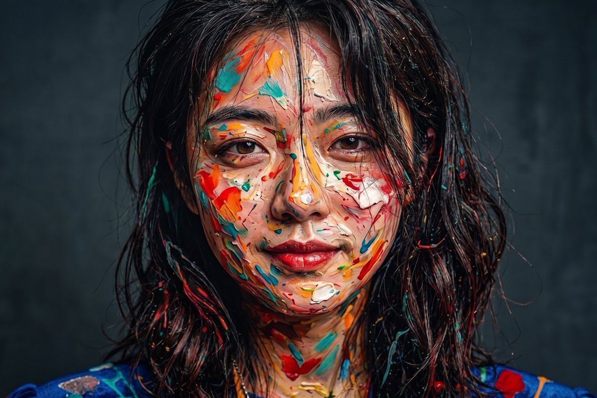 Social Media Post - Textured Paint Splash Portrait — output 1