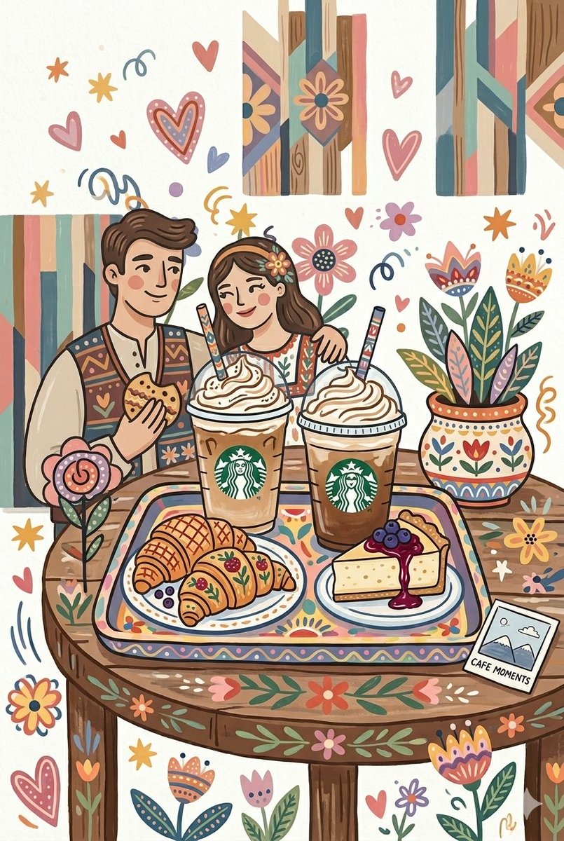 Comic / Storyboard - Folk Art Cafe Date Illustration — output 1
