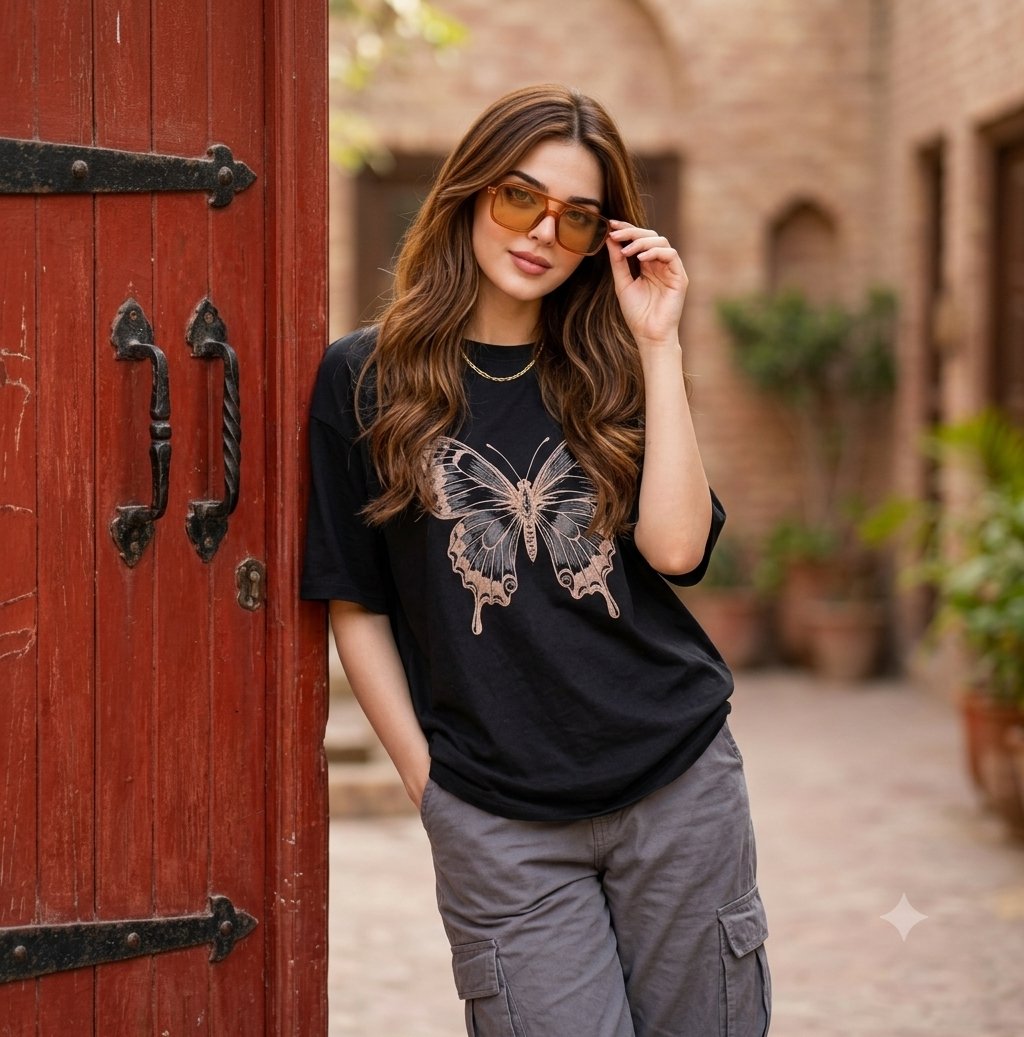 Social Media Post - Fashion Street Butterfly Tee Portrait — output 1