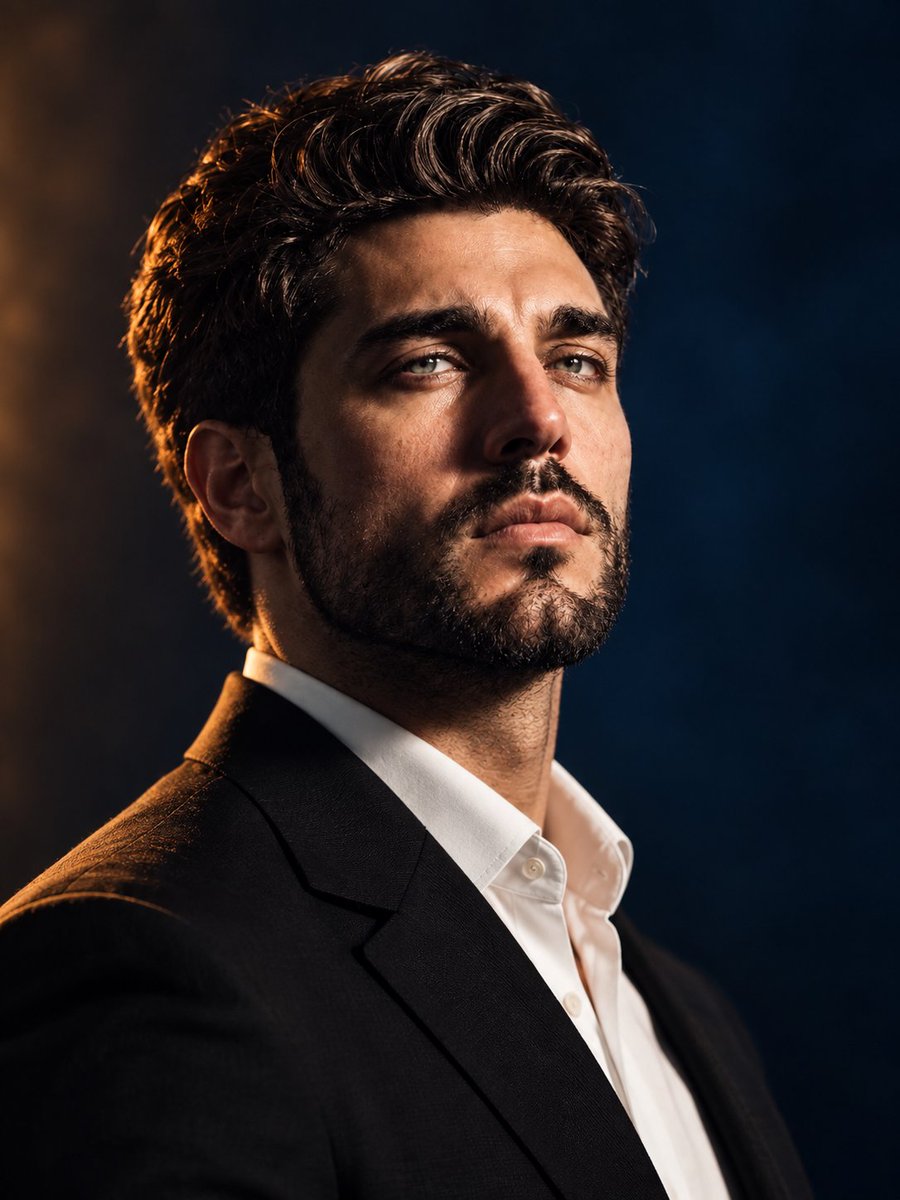 Profile / Avatar - Cinematic Portrait of Man in Suit — output 1