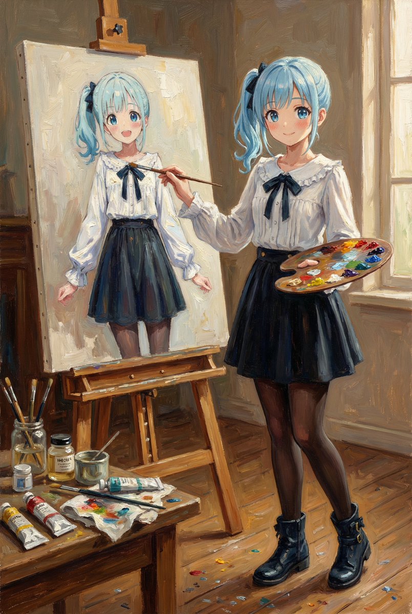 Social Media Post - Reference Character Painting Self-Portrait in Oil Style — output 1