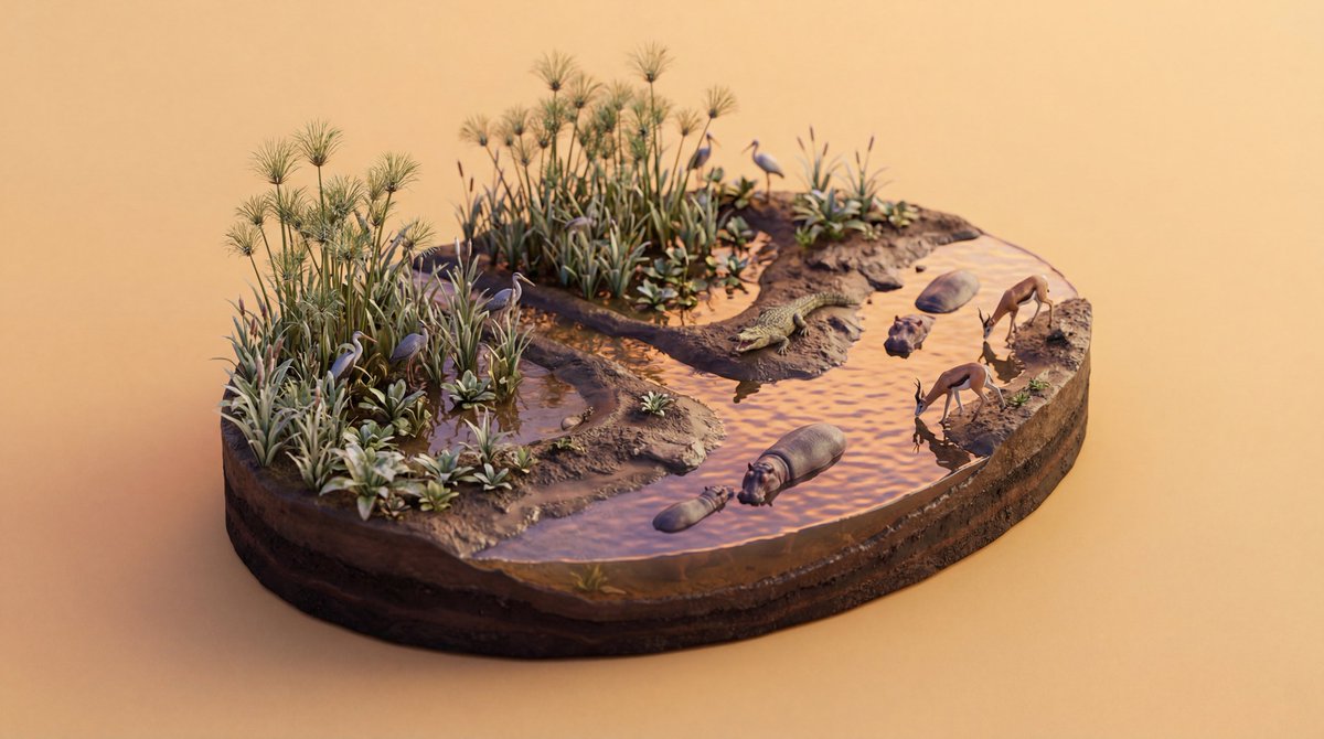 Game Asset - 4K Wildlife Habitat Diorama Prompt — output 1