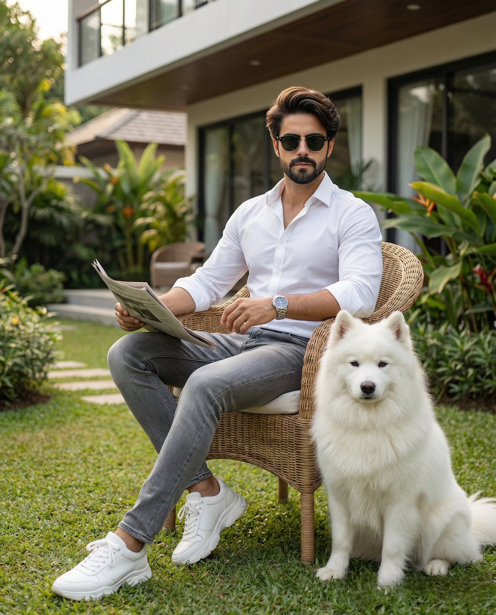 Modern Luxury Lifestyle Portrait of a Man in a Garden — output 1