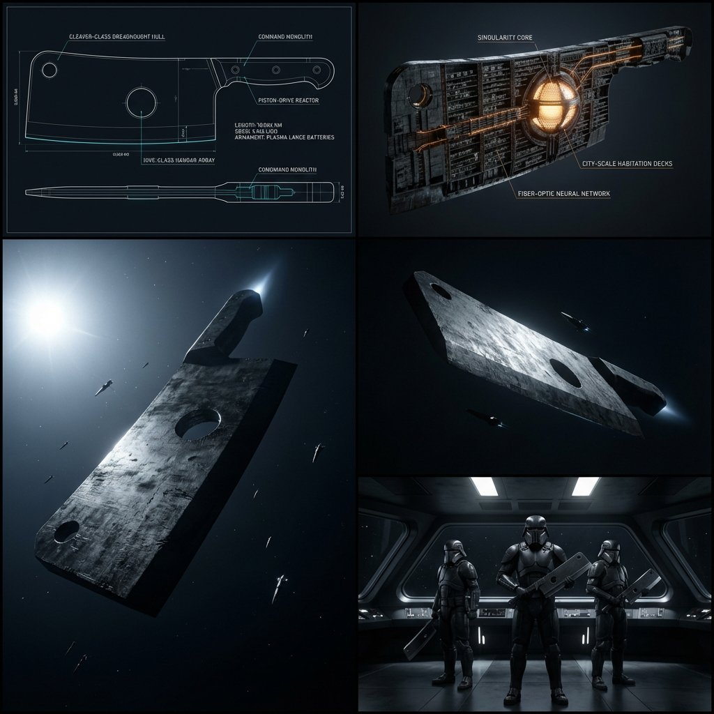 Game Asset - Kitchen Utensil to Interstellar Warship Transformation — output 1