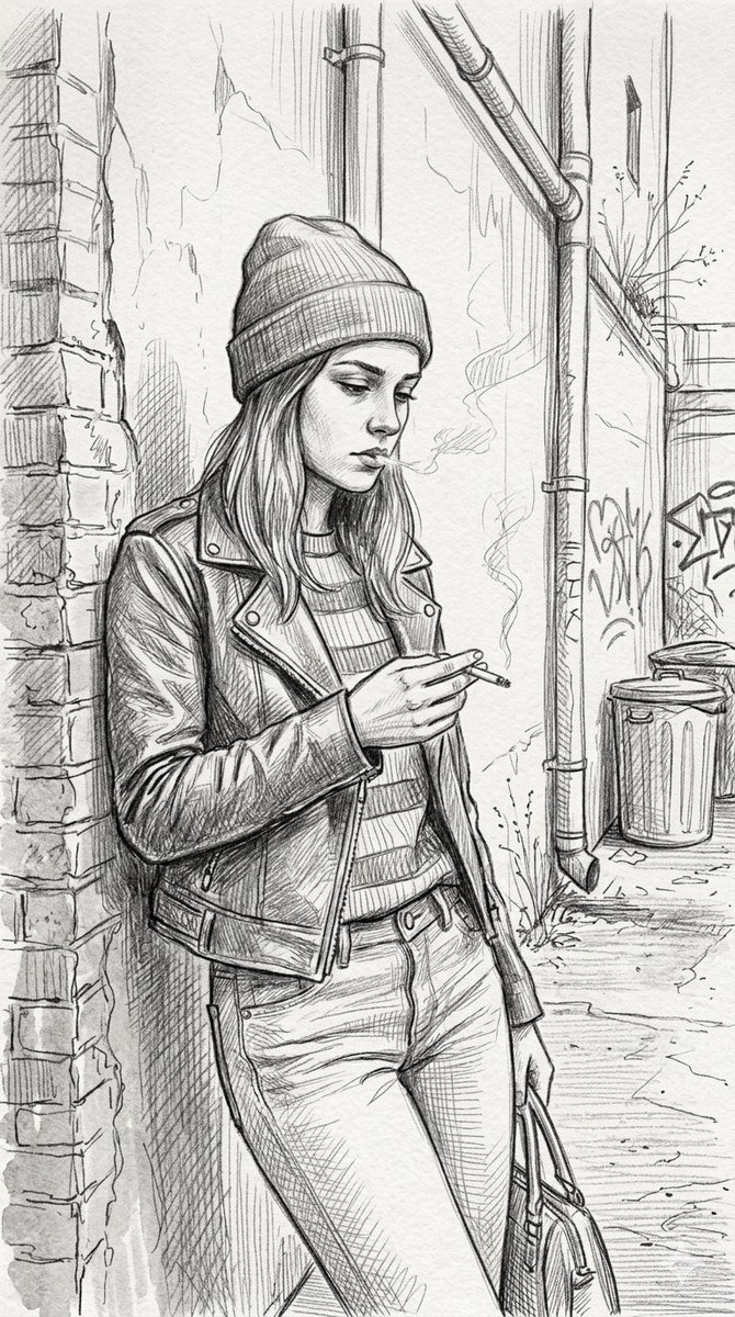 Comic / Storyboard - Gritty urban pencil sketch portrait — output 1