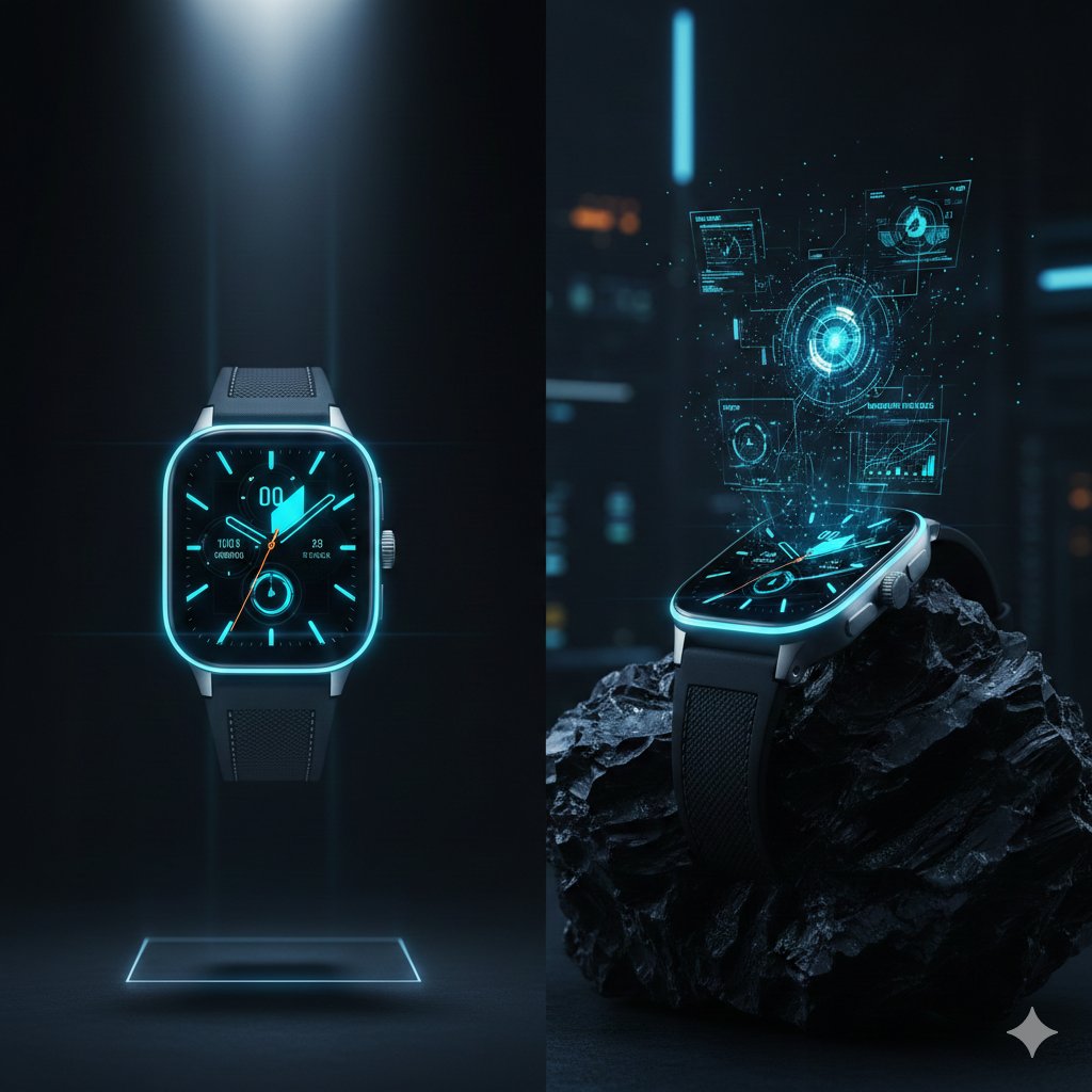 E-commerce Main Image - Cyber-Luxury Smartwatch Product Grid Prompt — output 1