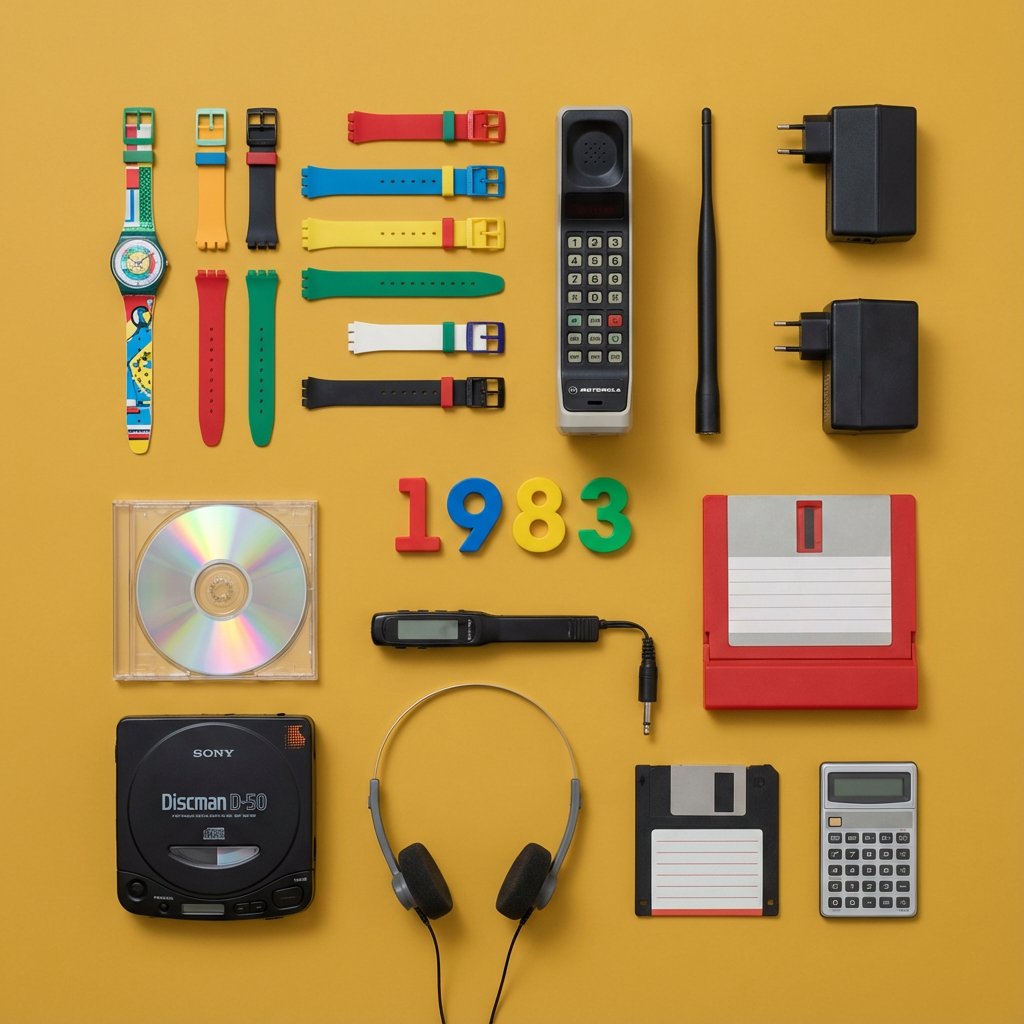 Infographic / Edu Visual - Knolling Flat Lay Product Photography Prompt (Inventions) — output 1