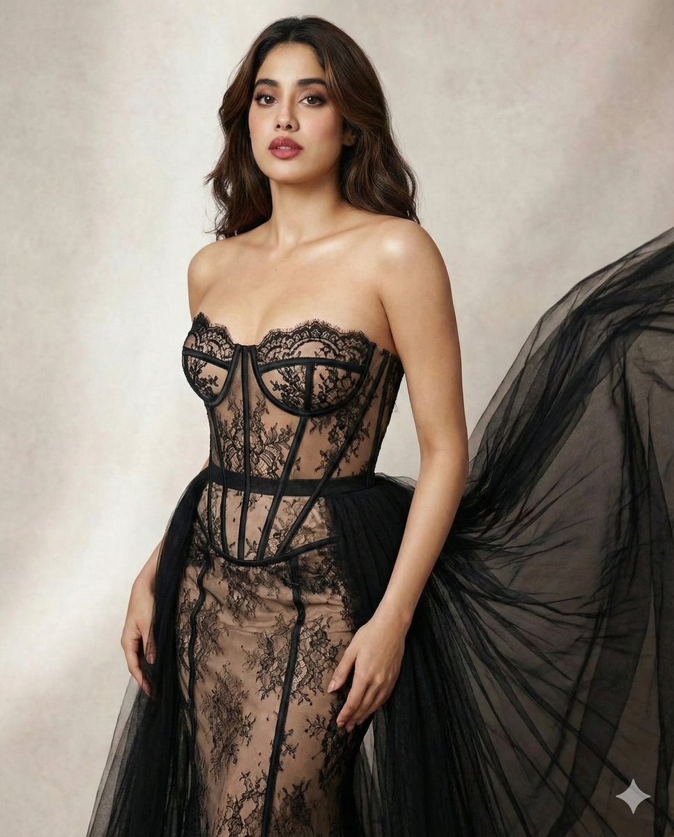 Product Marketing - High-Fashion Illusion Lace Corset Gown Editorial — output 1