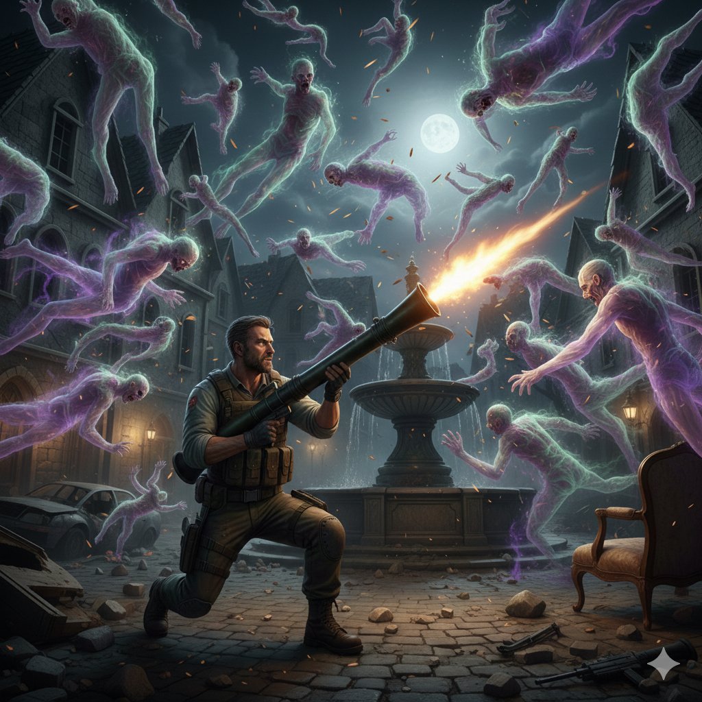 Comic / Storyboard - Resident Evil Rocket Launcher with Ethereal Mobs — output 1