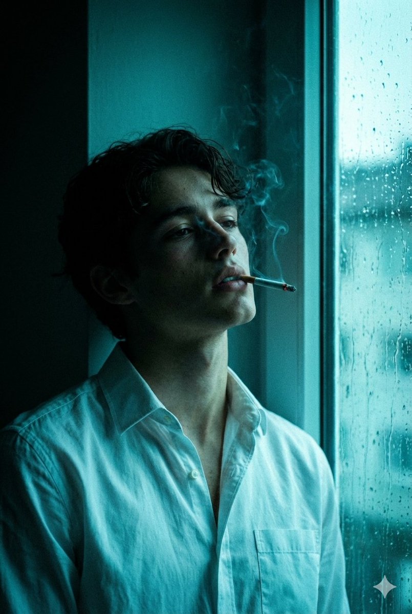 Cinematic Melancholy Portrait in Turquoise — output 1
