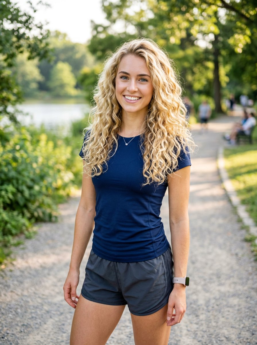 Profile / Avatar - Athletic Blonde Curly Hair Portrait — output 1
