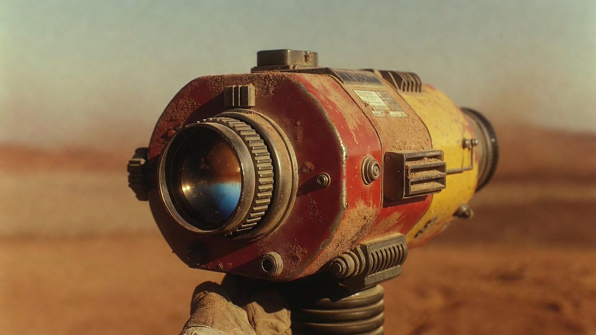 Game Asset - Retro-Futuristic Binocular Cinematic Close-up — output 1
