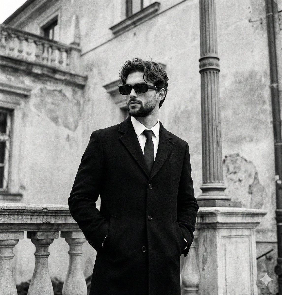 Social Media Post - Monochromatic Editorial Portrait of a Stylish Man — output 1