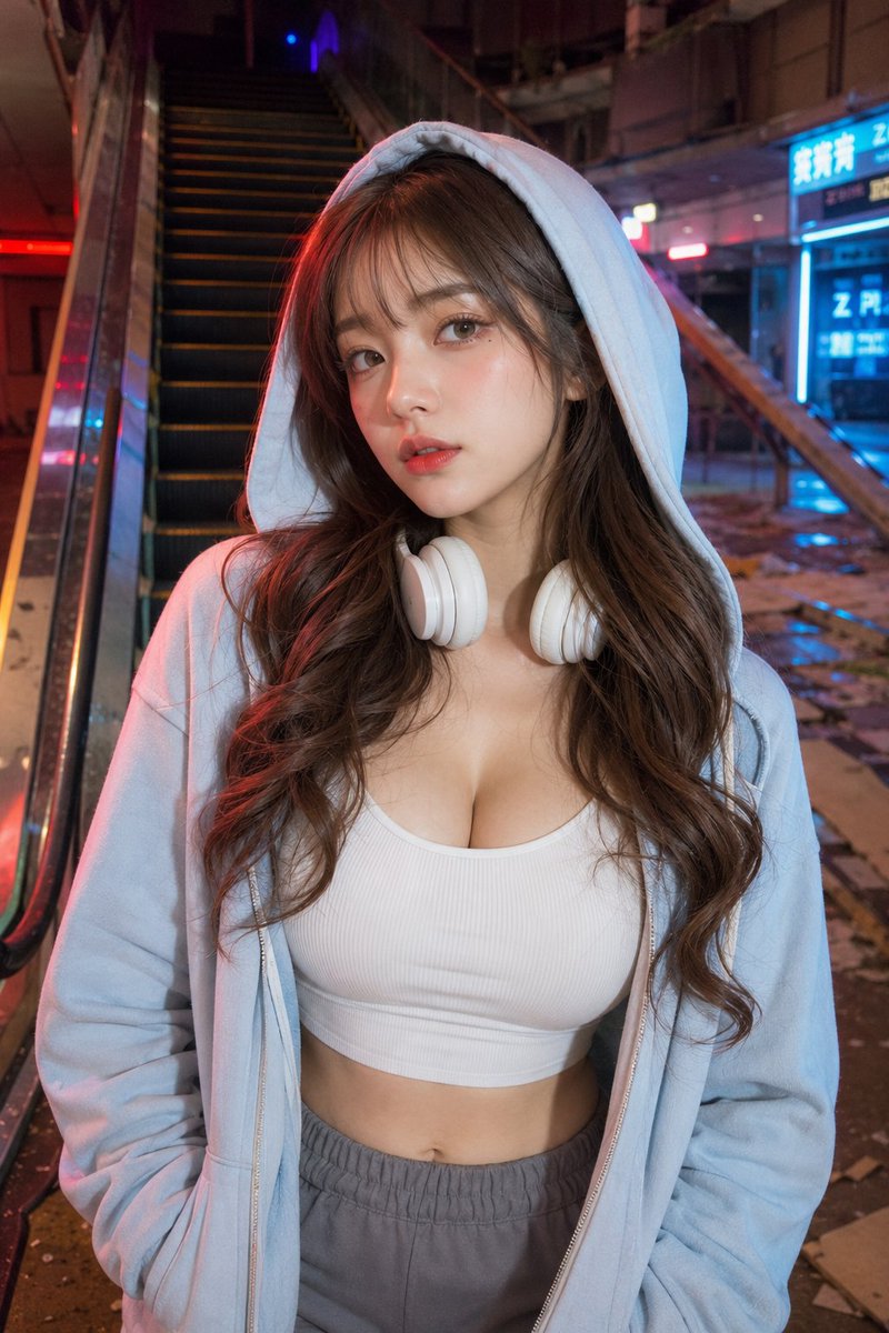 Social Media Post - Neon Hooded Street Portrait — output 1