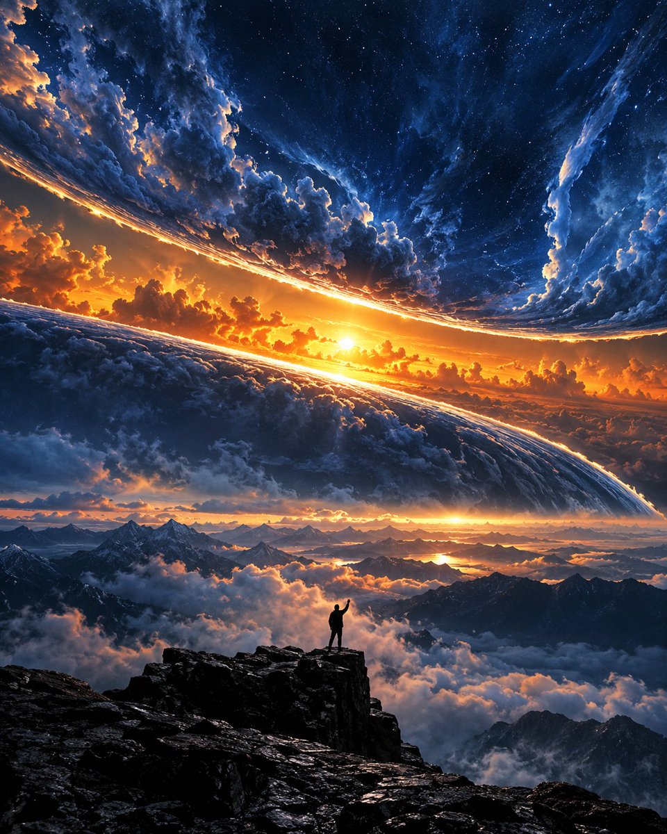 YouTube Thumbnail - Silhouette on Mountain Peak at Cosmic Sunset — output 1
