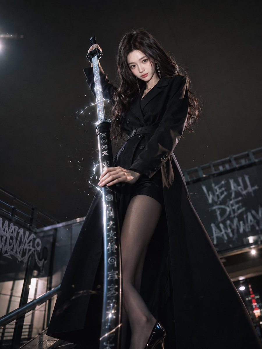 Social Media Post - Dark Urban Katana Fashion Portrait — output 1