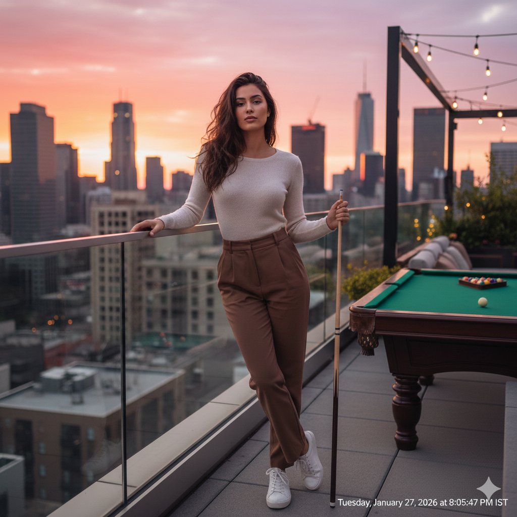 Photorealistic Lifestyle Portrait in a Billiards Lounge with Identity Lock — output 1