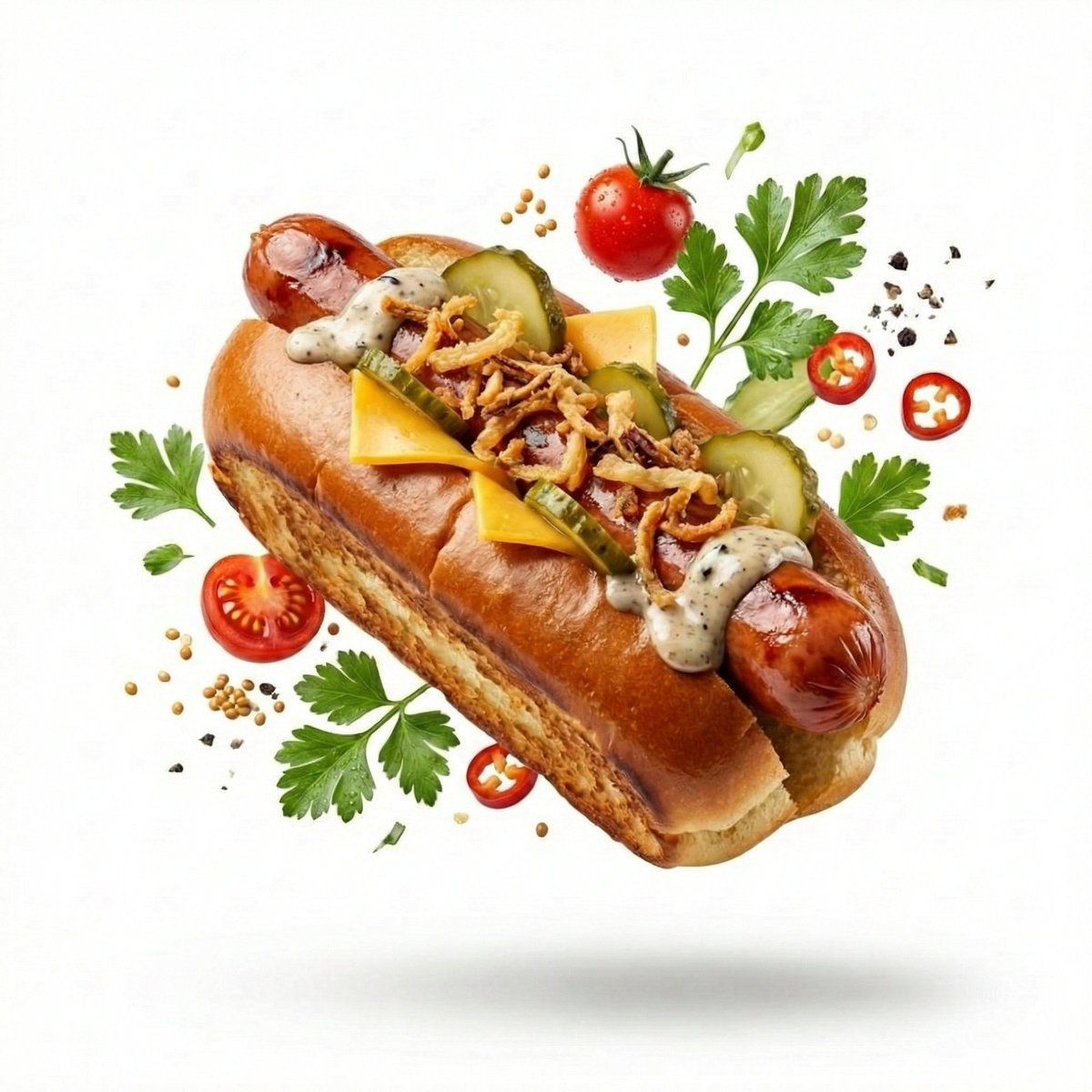 E-commerce Main Image - High-End Commercial Food Levitation Photography Prompt — output 1