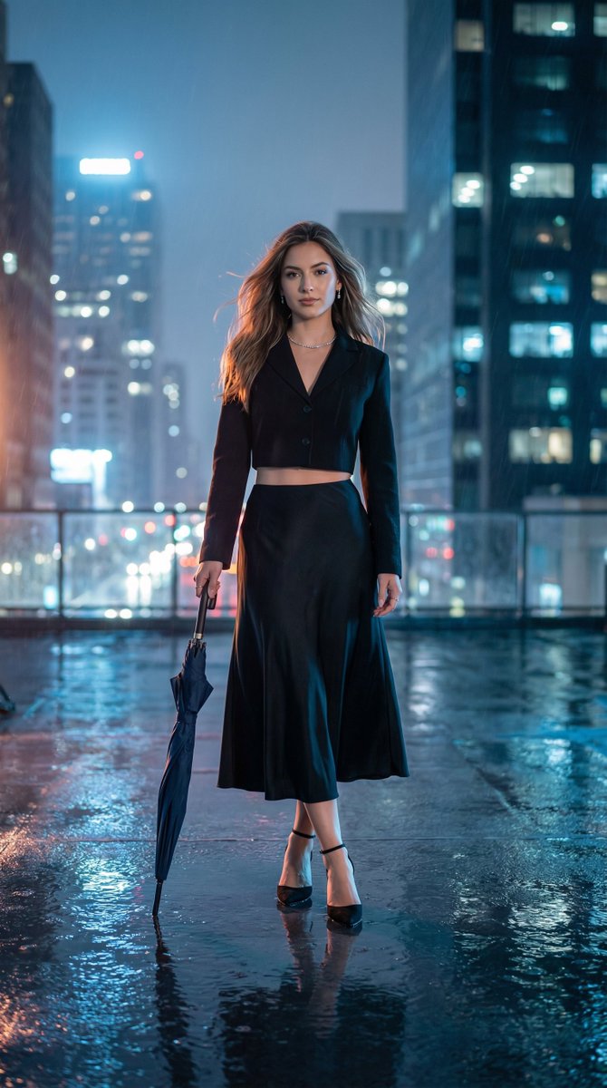 Product Marketing - Cinematic HDR Night Photograph on a Rainy Rooftop — output 1