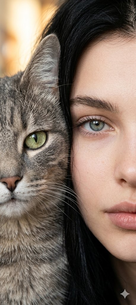 Profile / Avatar - Human-Pet Split Face Portrait — output 1