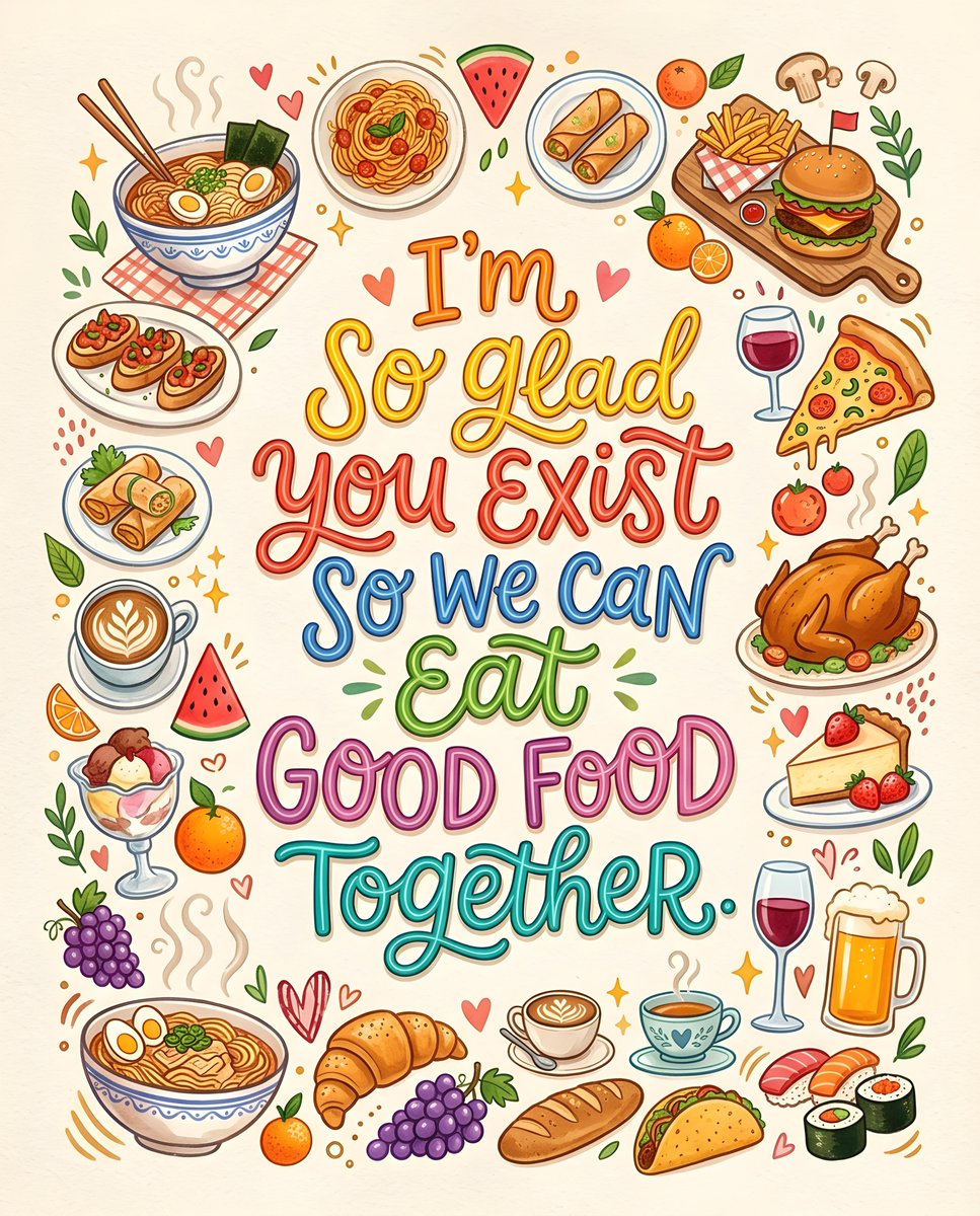 Social Media Post - Warm Food Illustration with Handwritten Quote — output 1