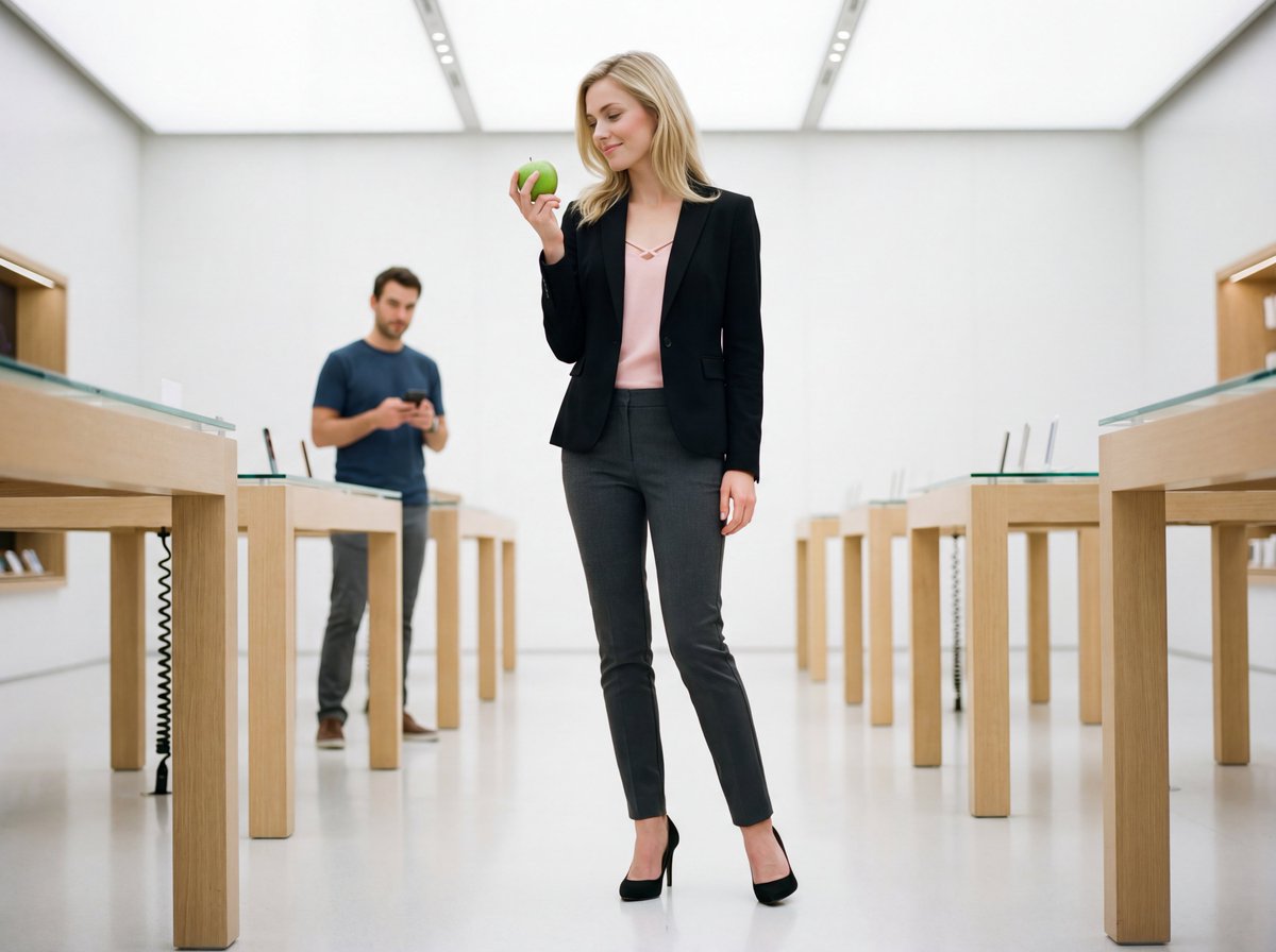 Social Media Post - Luxury Retail Editorial Scene with Symbolic Apple — output 1