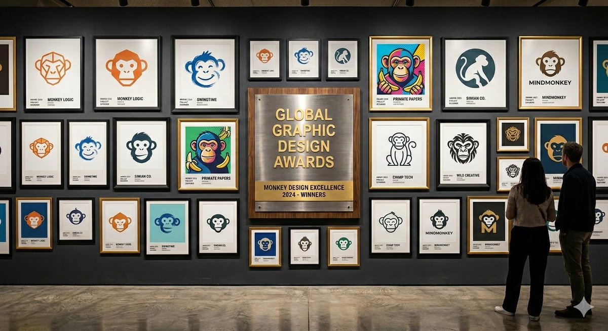 Poster / Flyer - Logo Design Wall Generation Prompt for Monkey Theme — output 1
