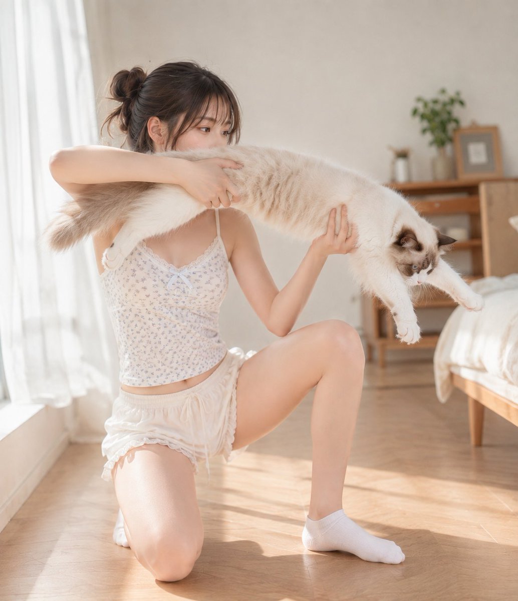 Profile / Avatar - Photorealistic Woman and Longhair Cat Scene — output 1