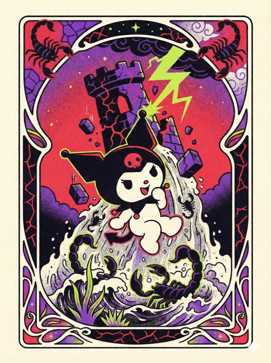 Sanrio Tarot Card Risograph Simulation — output 1