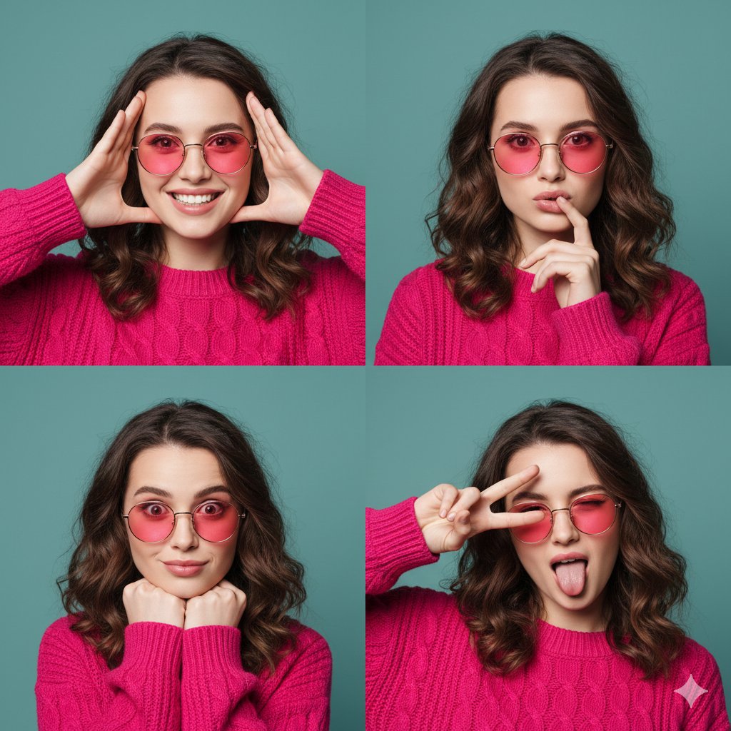Pink and Teal High-Fashion Collage Portrait — output 1