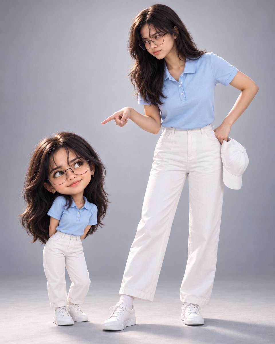 Product Marketing - Woman With Matching 3D Bobblehead — output 1