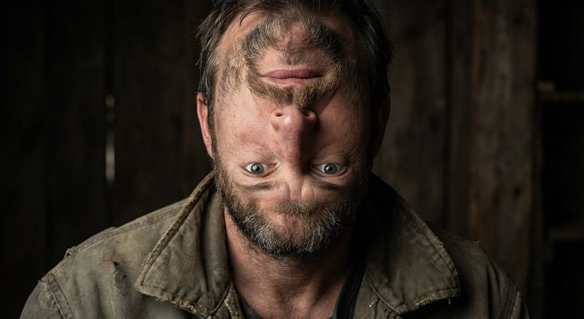 Surreal upside-down face portrait — output 1