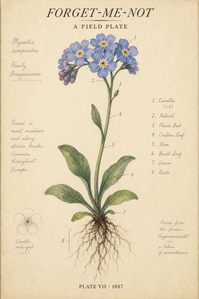 Infographic / Edu Visual - Vintage Botanical Forget-me-not Poster — output 1
