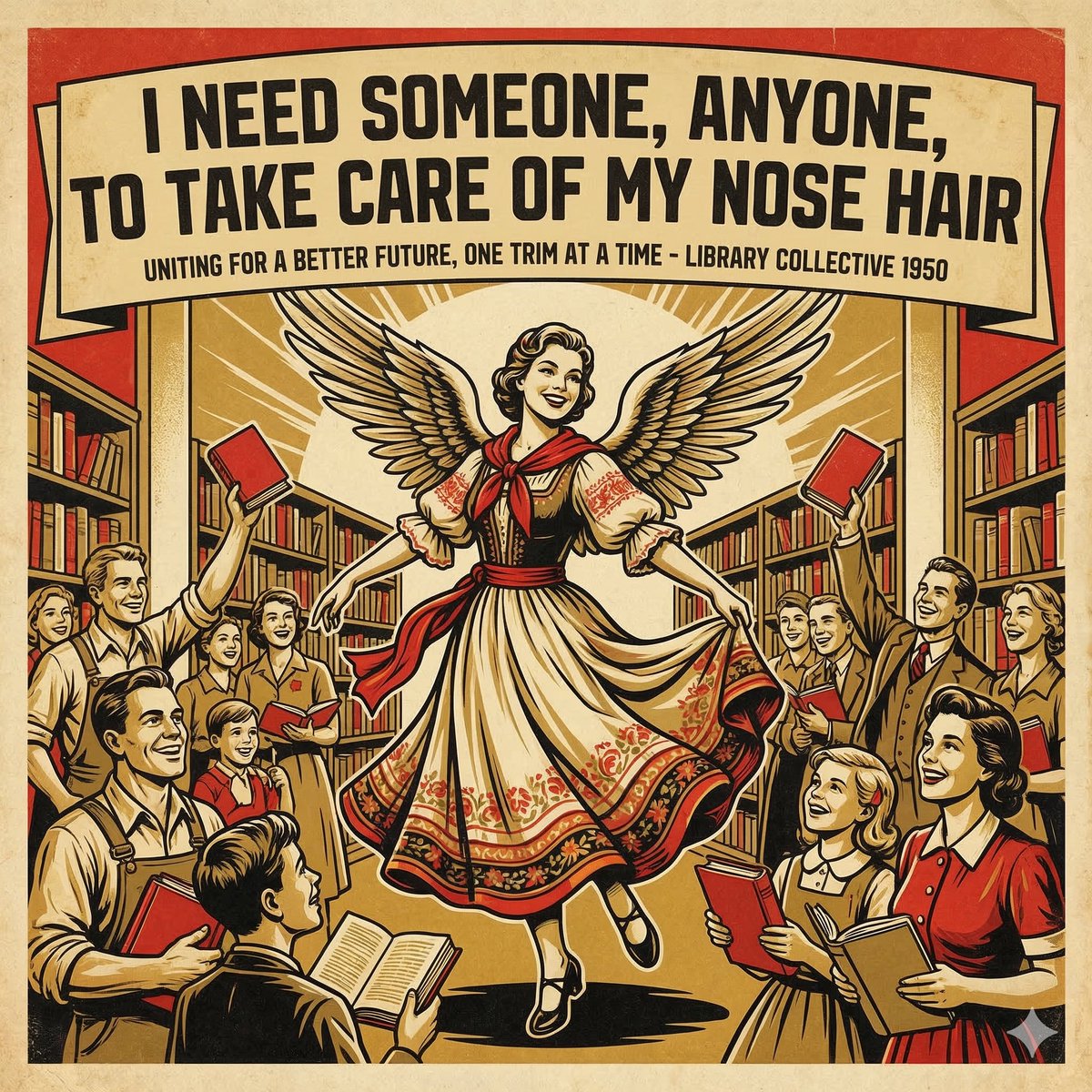 Propaganda Poster Style: Nose Hair Horror — output 1