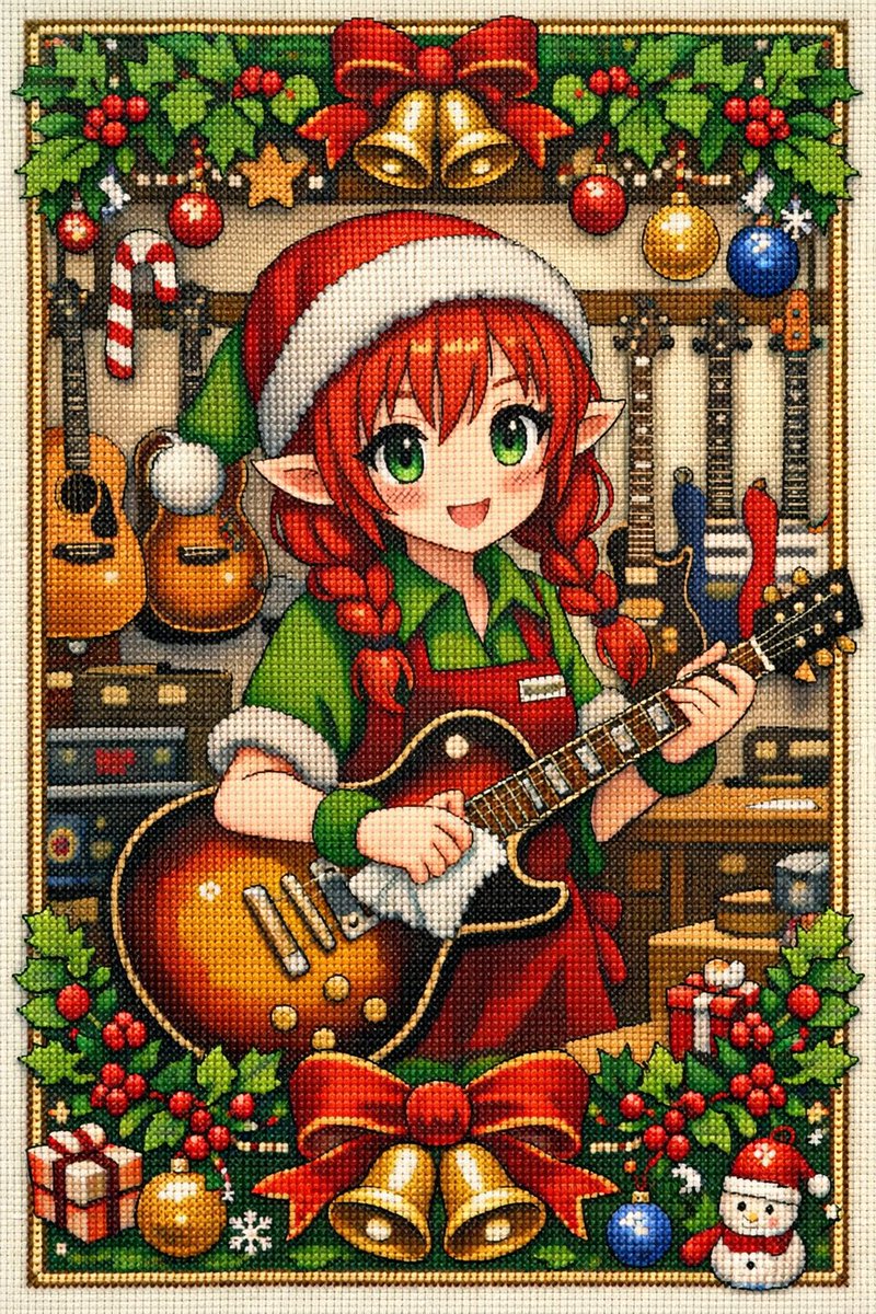 Anime Christmas Elf Cross-Stitch — output 1