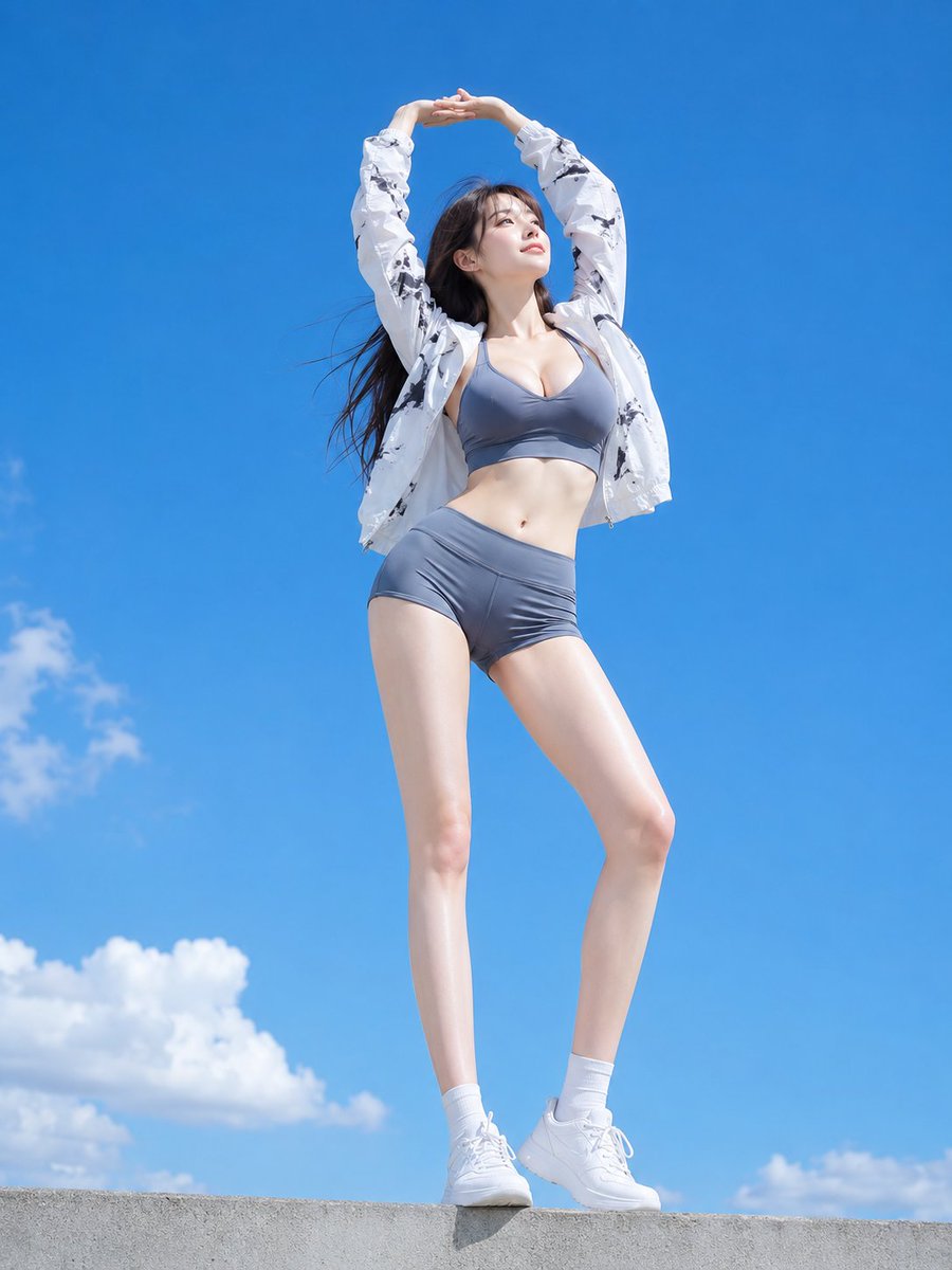 Profile / Avatar - Woman Stretching in Sports Wear Under Blue Sky — output 1